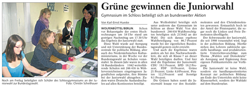 Bericht der Braunschweiger Zeitung, Wolfenbüttel vom 28. September 2009