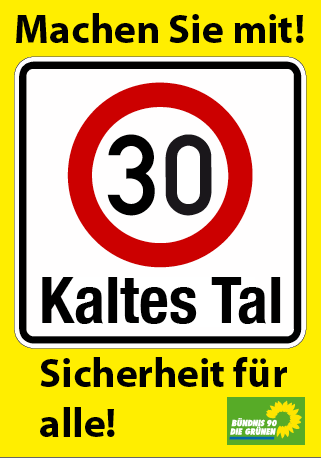Plakat von Bündnis 90/Die Grünen im Fenster der Geschäftsstelle