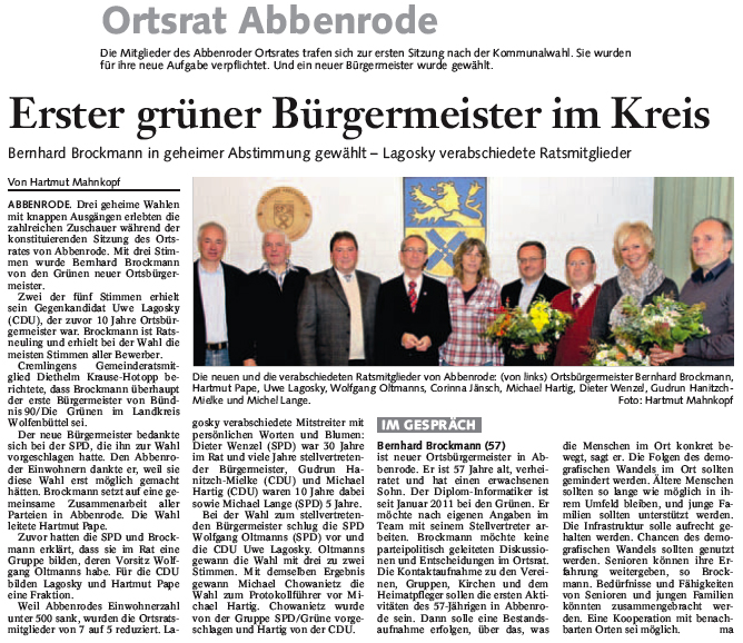 Bericht der Braunschweiger Zeitung vom 19.11.2011