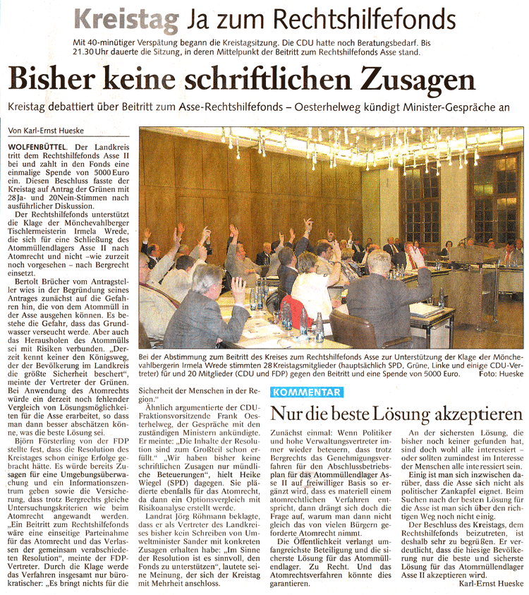 Presseartikel der BZ vom 09.05.2007