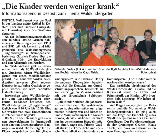 Bericht der BZ, Wolfenbüttel vom 1. Dezember 2006