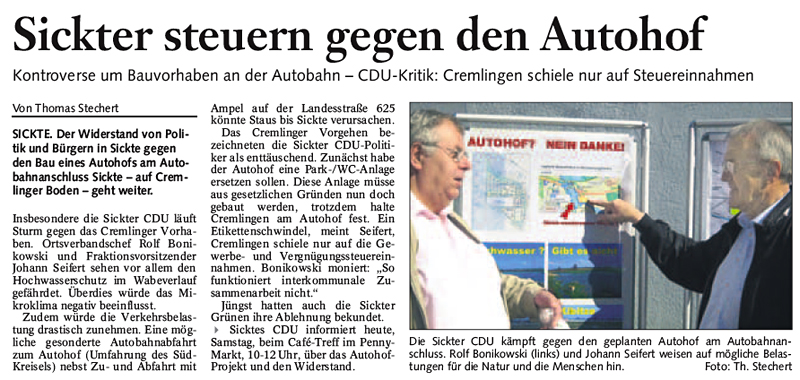 Bericht der Braunschweiger Zeitung vom 2. Juni 2007