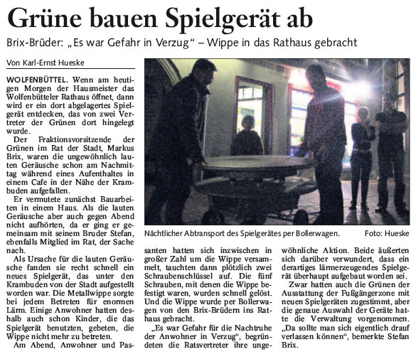 Bericht der BZ, Wolfenbüttel vom 11.02.2008