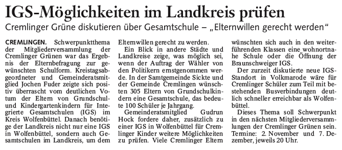 Bericht der Braunschweiger Zeitung vom 25. Oktober 2008