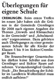 Bericht der BZ, Wolfenbüttel vom 23.01.2008
