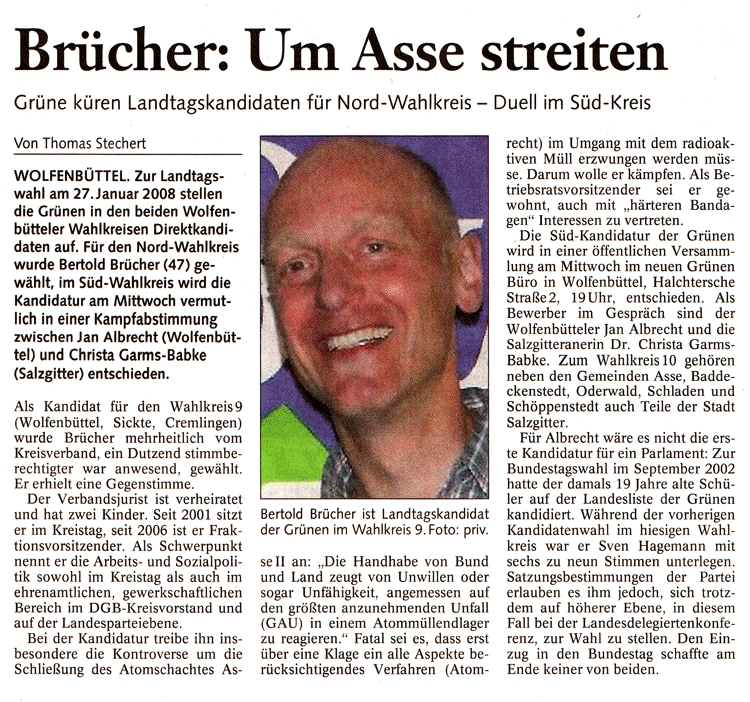 Presseartikel der BZ vom 08.05.2007