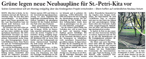 Bericht der BZ, Wolfenbüttel vom 7.12.2007